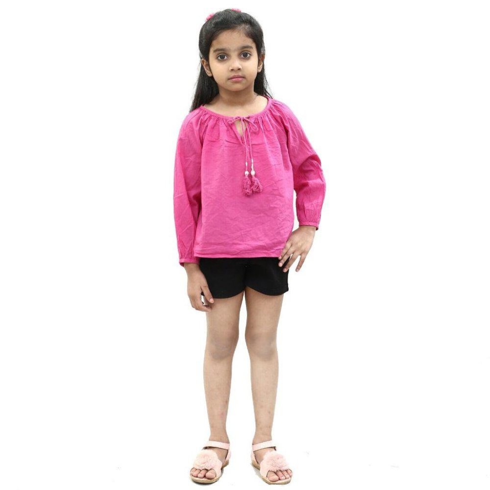 White Chocolate Kids Girls Solid Top Pink Cotton Easter 6-7 Year New